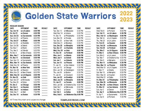 gsw schedule